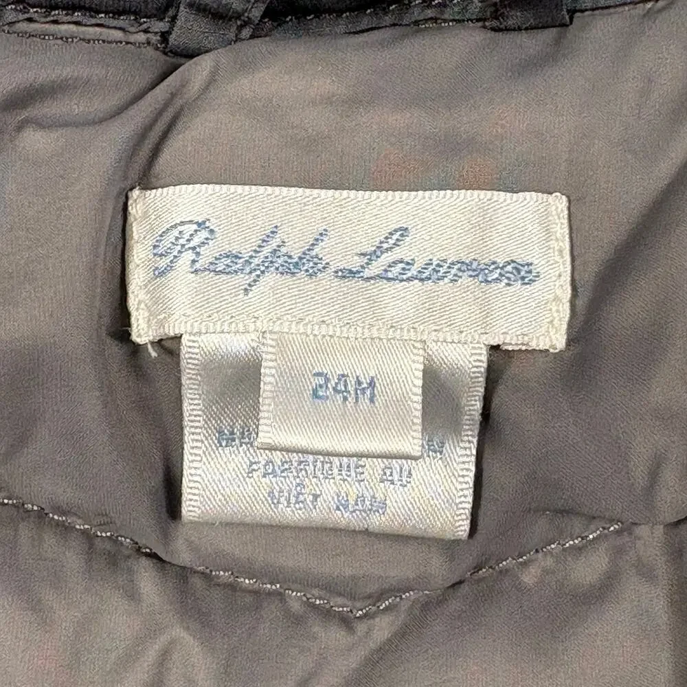 Ralph Lauren Puffer Coat Boys/Girls 24M Gray Quilted Jacket Preppy Pony